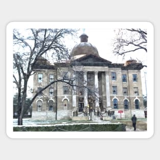 San Marcos Courthouse in the Snow Sticker